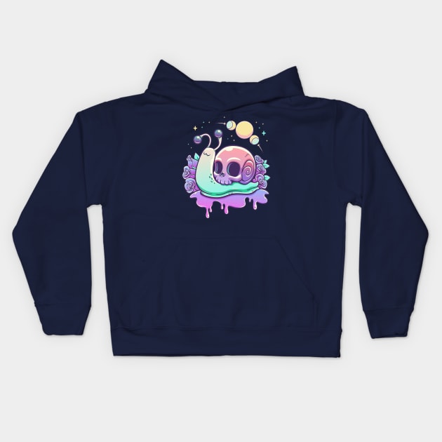 Gothic Pastel Snail Skull Kids Hoodie by GoshWow 